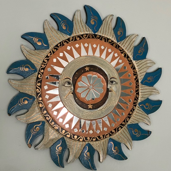 Wall Decor Wooden Sun And Moon Mirror Poshmark